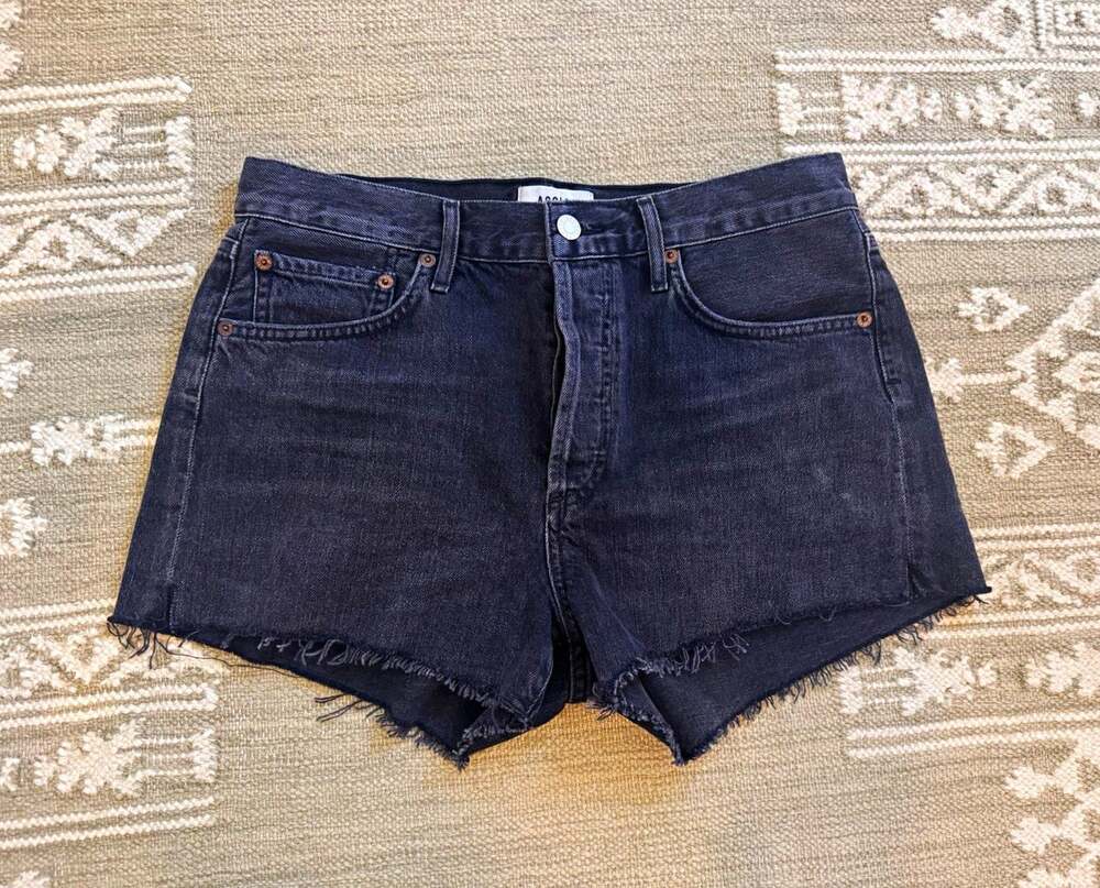 AGOLDE Parker Women's 27 Black Charcoal Wash High Rise Cut Off A026-1157